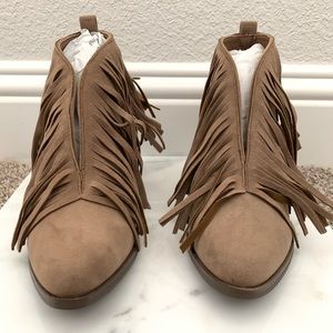 Taupe Fringe Booties